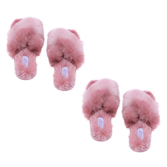 2 new pairs Wild Sage Women's 9-10 LARGE Cross-band Slippers in Ombre Pink color - Picture 1 of 5